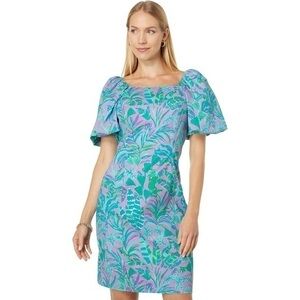 Lilly Pulitzer Purple Iris On The Chase Lettie Puff Short Sleeve Stretch Dress